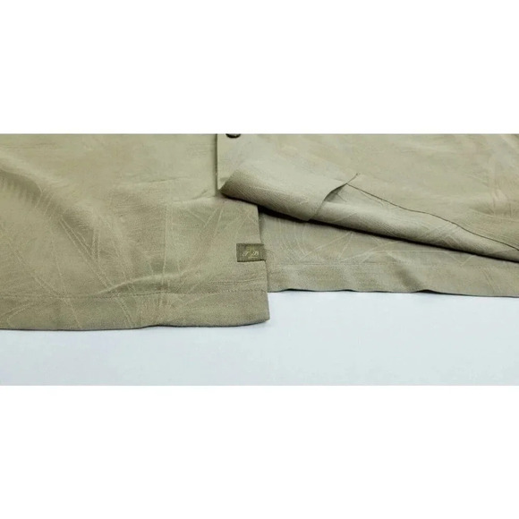 Tommy Bahama Size Large Men's Latte Macchiato Brown Floral Silk Logo Tag Shirt - Picture 7 of 11